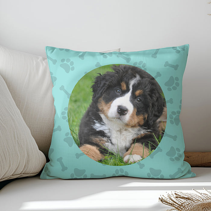 Dog & Bone Pattern Photo Cushion