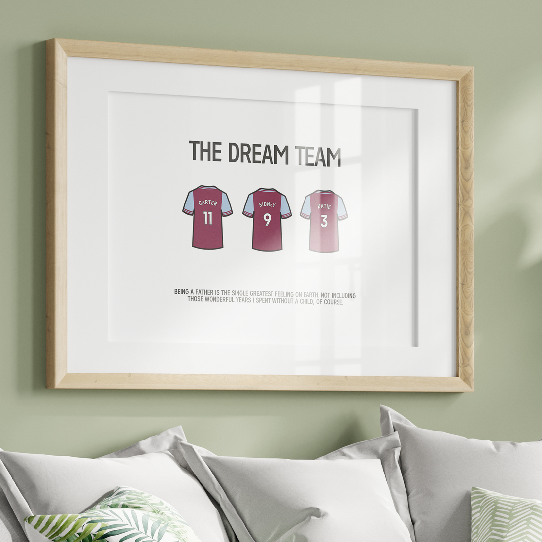 Football Shirts Team Lineup Personalised Print