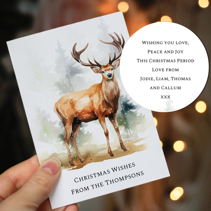 Personalised Pack of 10 Christmas Cards - Stag