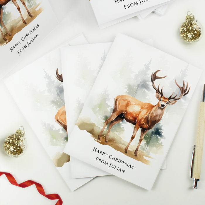 Personalised Pack of 10 Christmas Cards - Stag