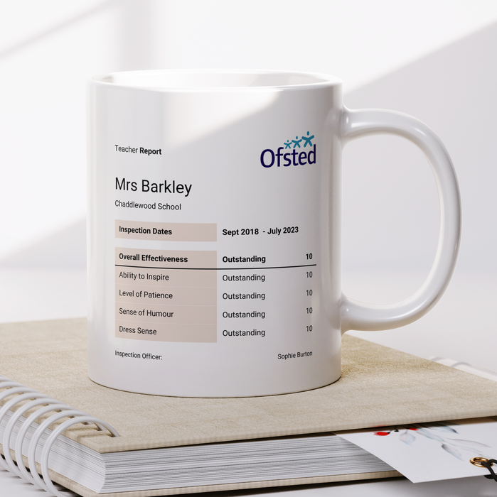 Ofsted Report Style Personalised Teacher Mug