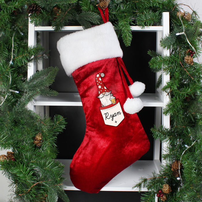 Personalised Gonk Family Red Christmas Stocking- Male