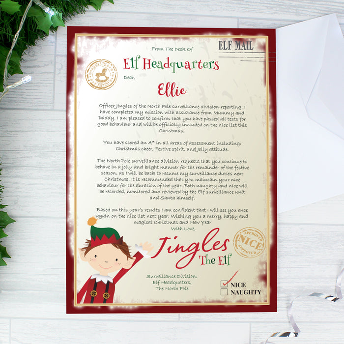 Personalised Elf Surveillance Christmas Letter