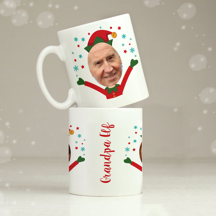 Personalised Photo Upload Christmas Elf Mug