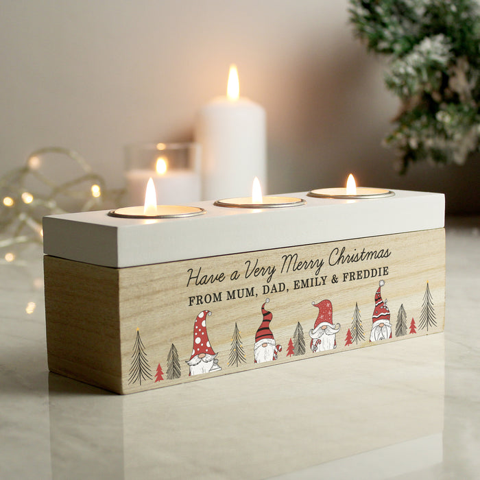 Personalised Gonk Christmas Triple Tea Light Box