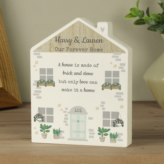 Personalised Love Makes A Home Wooden House Ornament