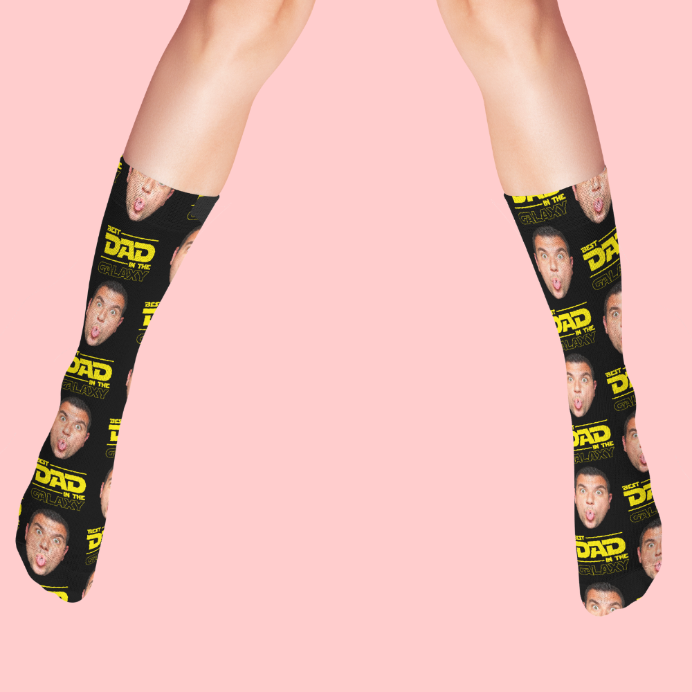 Best Dad In The Galaxy Personalised Photo Socks