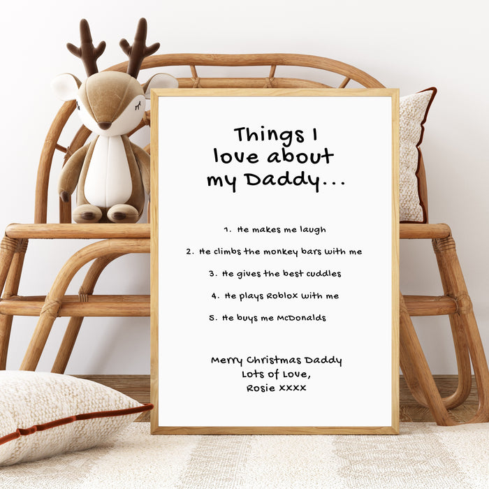 Things I Love About Daddy Personalised Framed Print